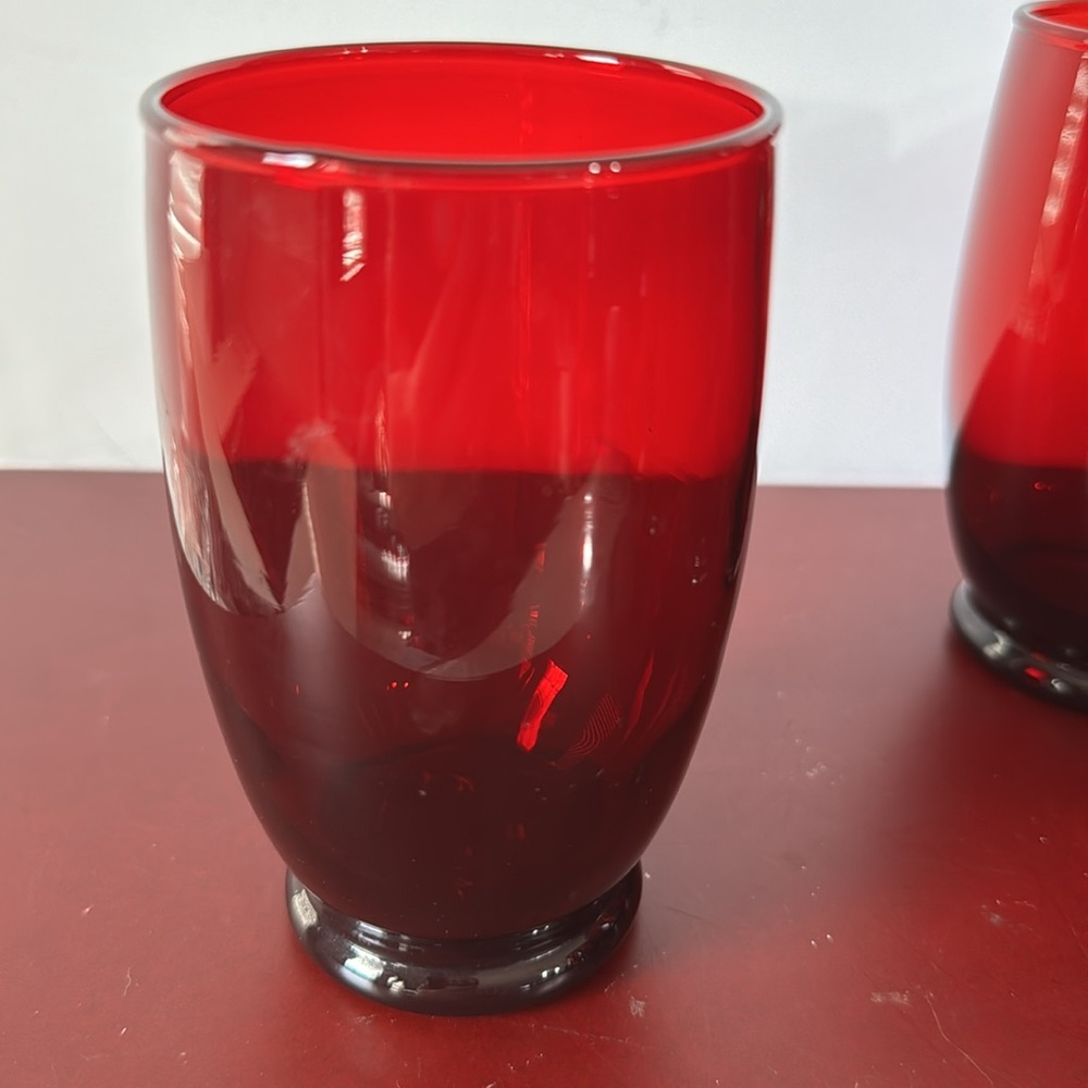 Vintage Anchor Hocking Baltic Royal Ruby Red Glass Water Goblets Set Of 5 - Picture 3 of 5